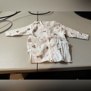 Kids White Pajama Set with Bear Print